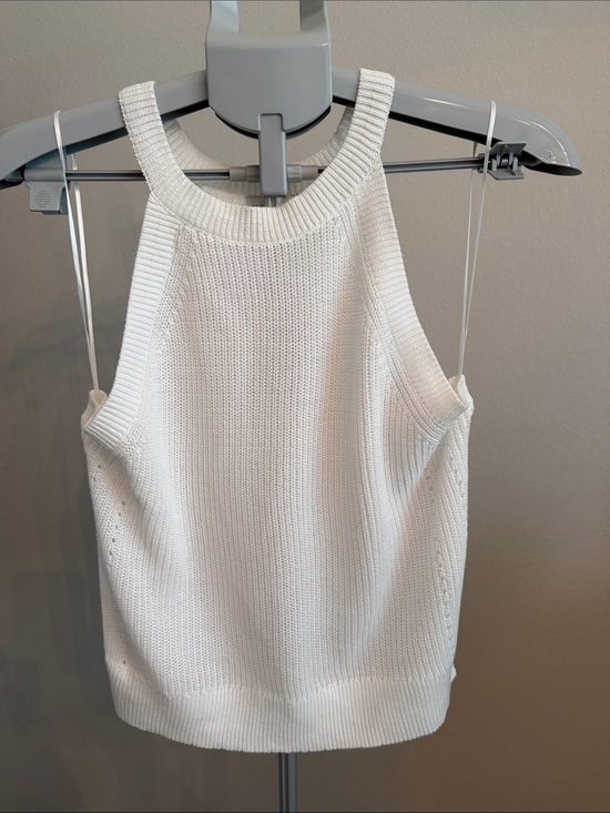 Gentle Fawn Tops - Gentle Fawn White Ribbed Halter Knit Tank